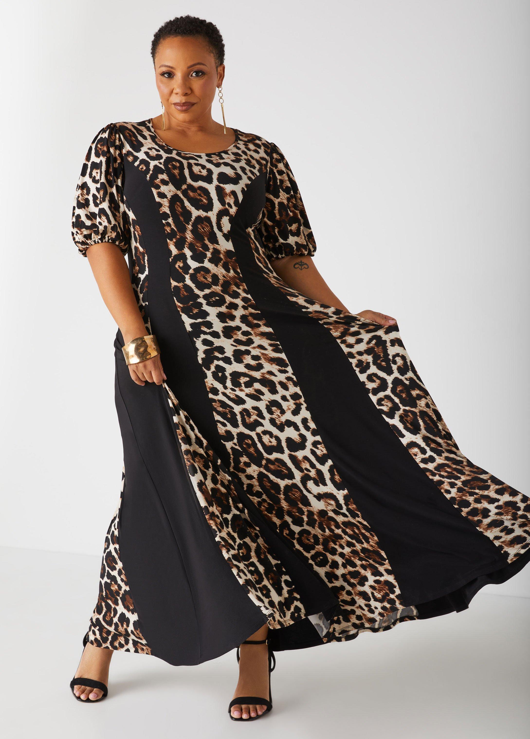 Leopard Paneled Maxi Dress Product Image