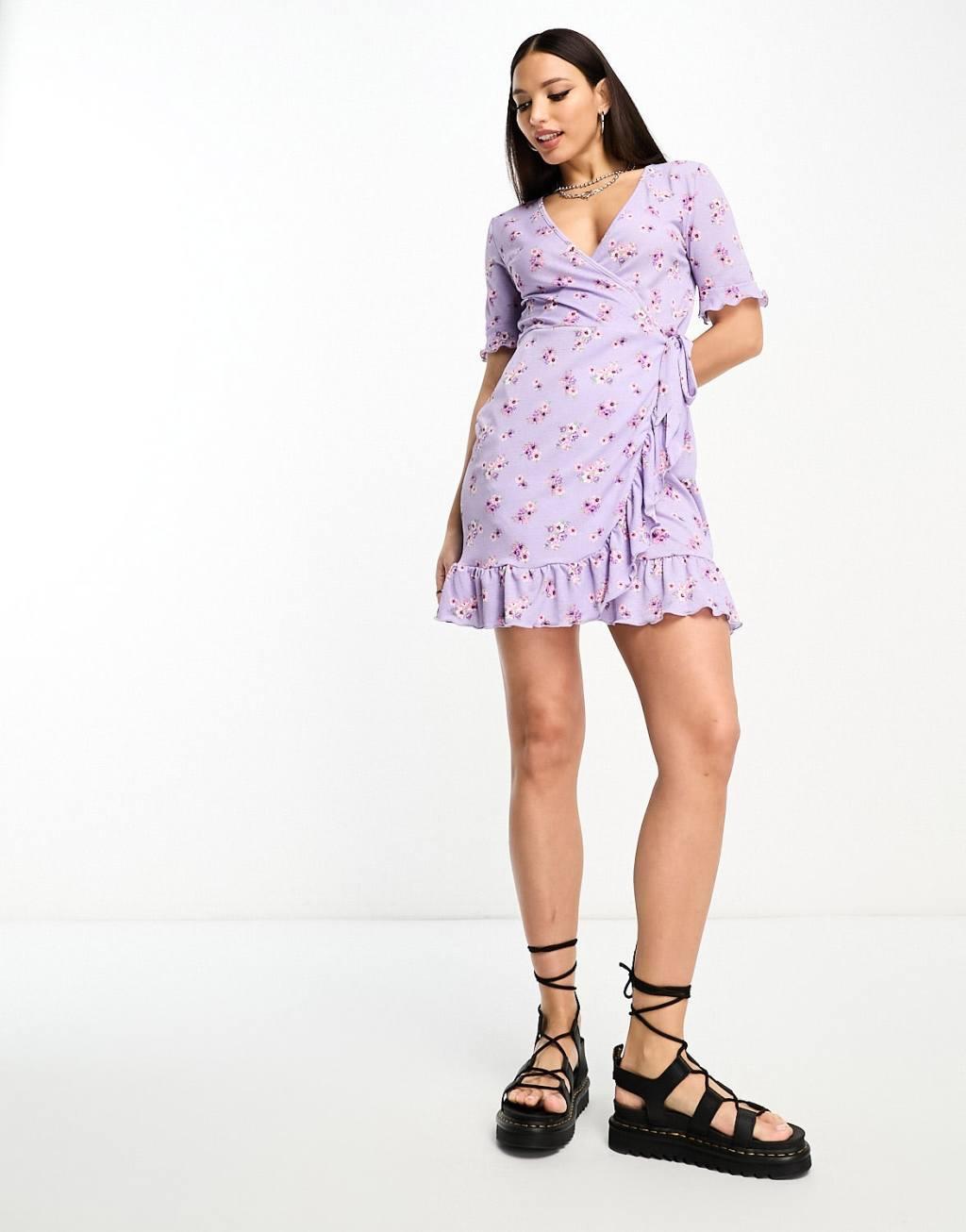 JDY Tall exclusive wrap mini tea dress Product Image