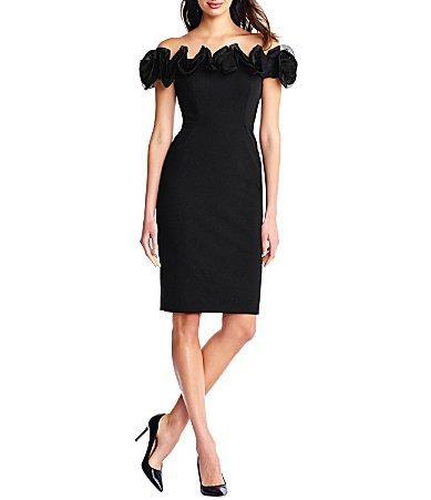 Aidan Mattox by Adrianna Papell Ruffle Off the Shoulder Sheath Dress Product Image