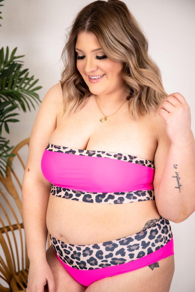 Seaside Sand Dunes Leopard Print Pink Bikini Bottoms FINAL SALE Product Image