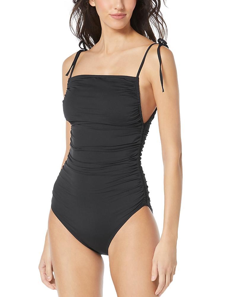 Vince Camuto Womens Shirred Tie-Strap One-Piece Swimsuit Womens Swimsuit Product Image