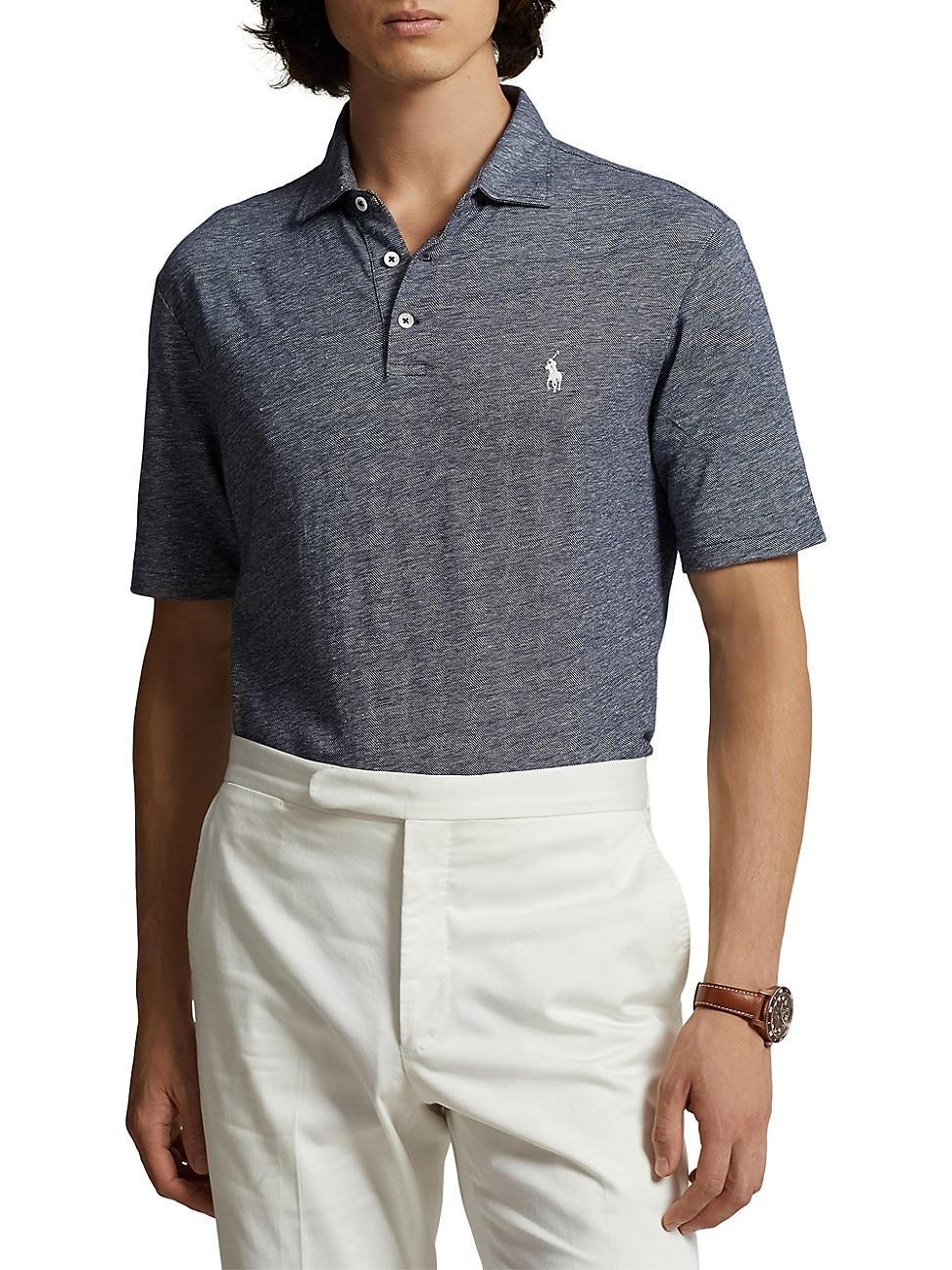 Mens Linen-Blend Oxford Polo Shirt Product Image