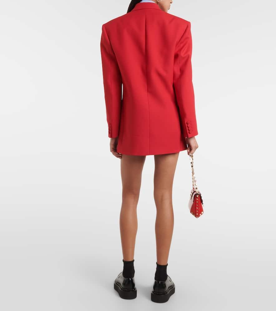 Double-breasted Crêpe Blazer In Red Product Image