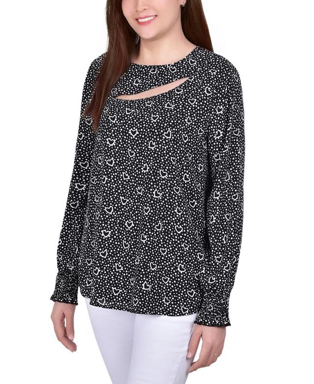 Ny Collection Petite Long Sleeve Dobby Blouse Product Image