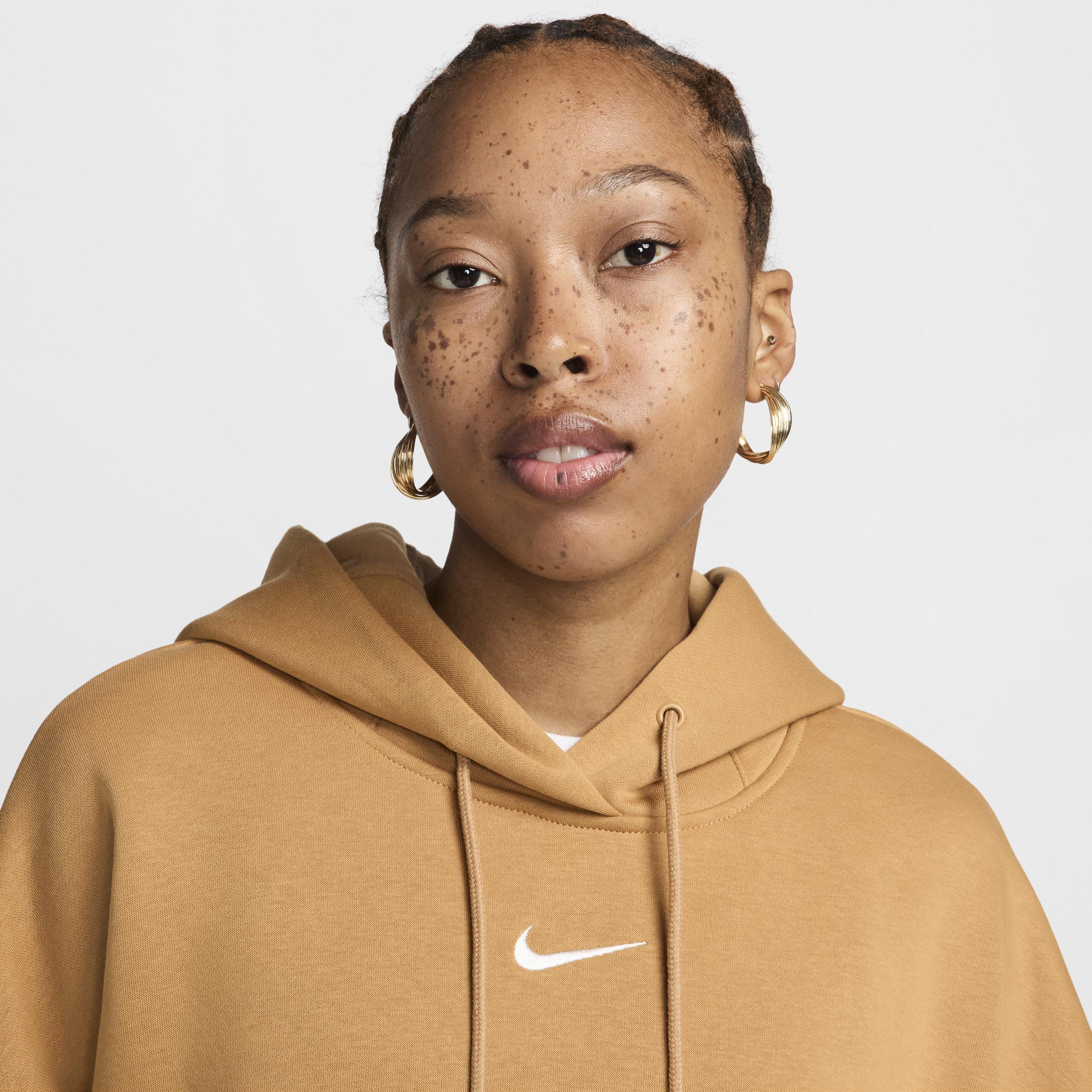 Nike Womens Nike PHNX Fleece OS Pullover Hoodie - Womens Flax/Sail Product Image