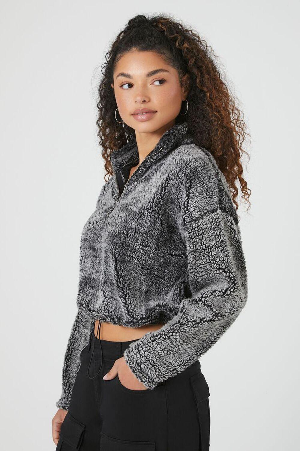 Cropped Faux Shearling Half-Zip Pullover | Forever 21 Product Image