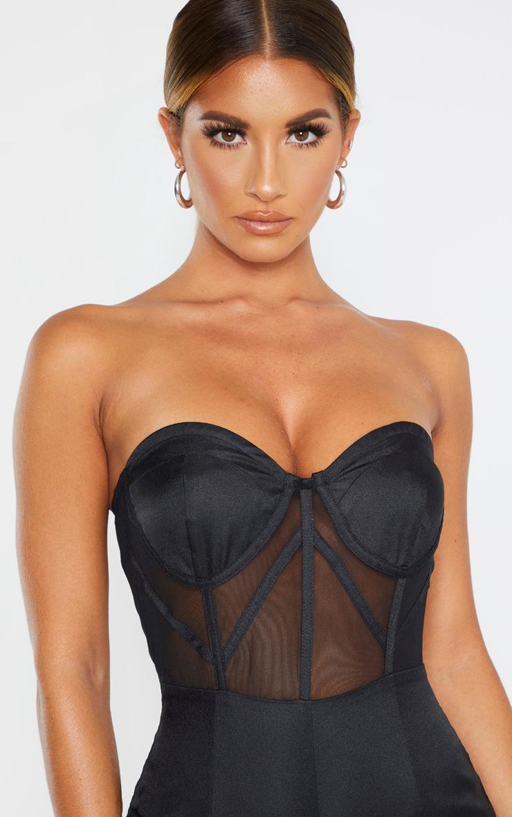 Black Bandeau Mesh Insert Cup Detail Jumpsuit Product Image