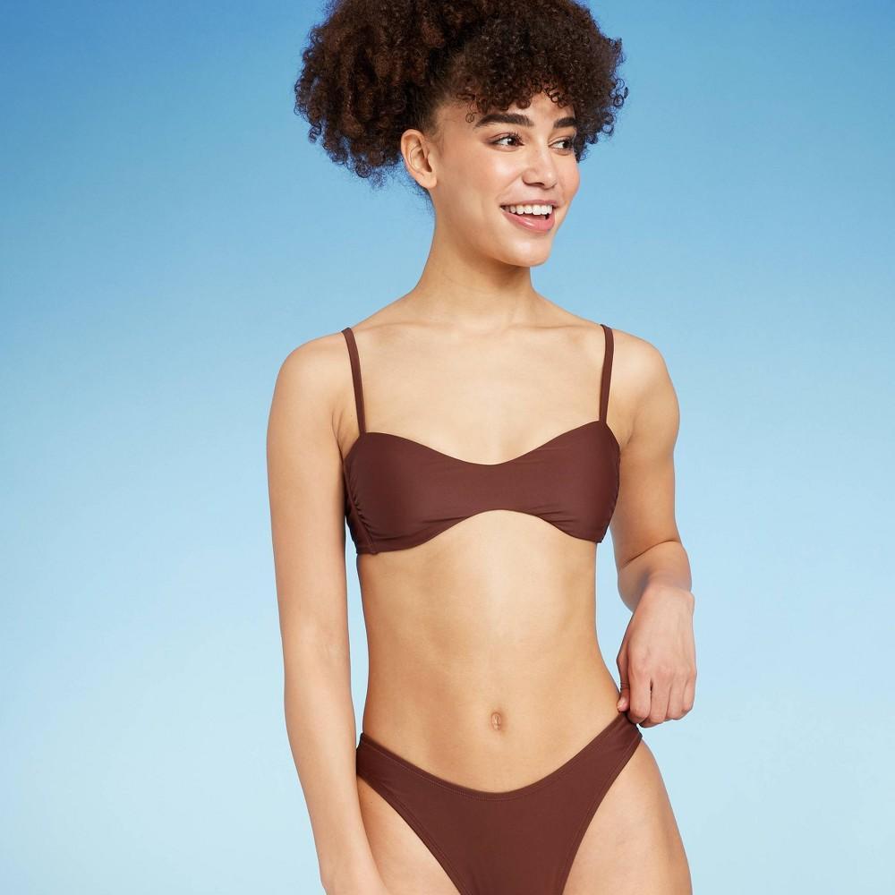 Womens Low Coverage Double Scoop Mini Bralette Bikini Top - Wild Fable Brown Product Image