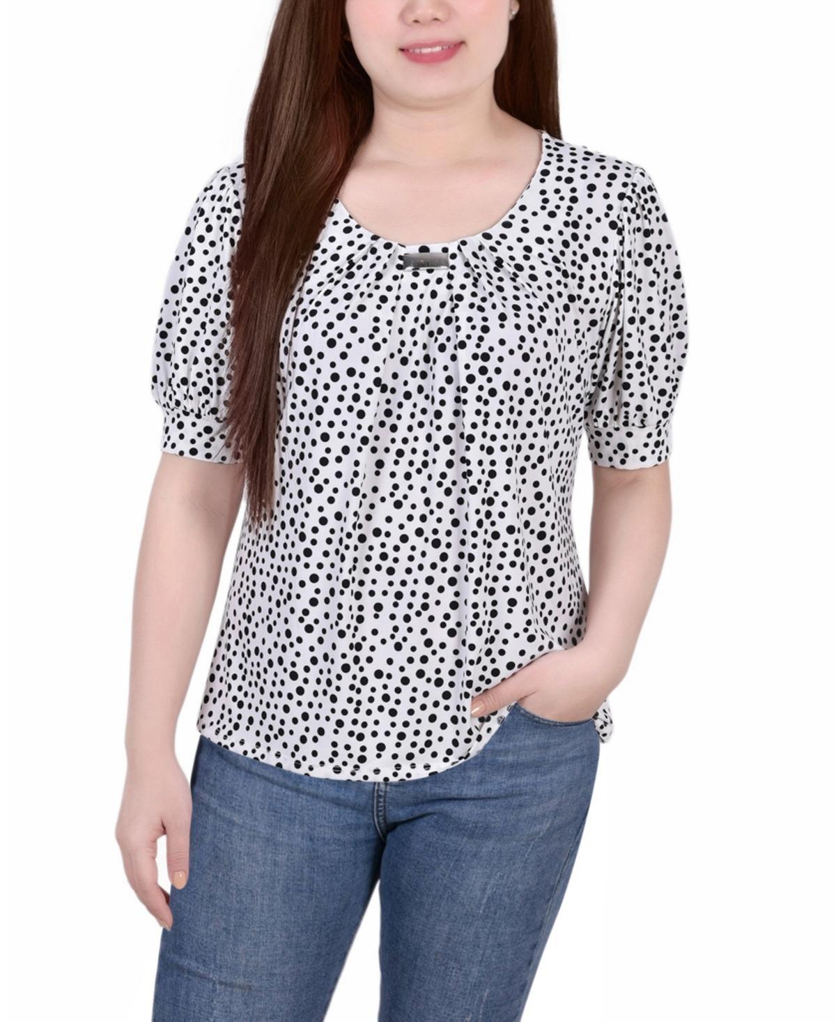 Petite Printed Balloon Sleeve Top Product Image