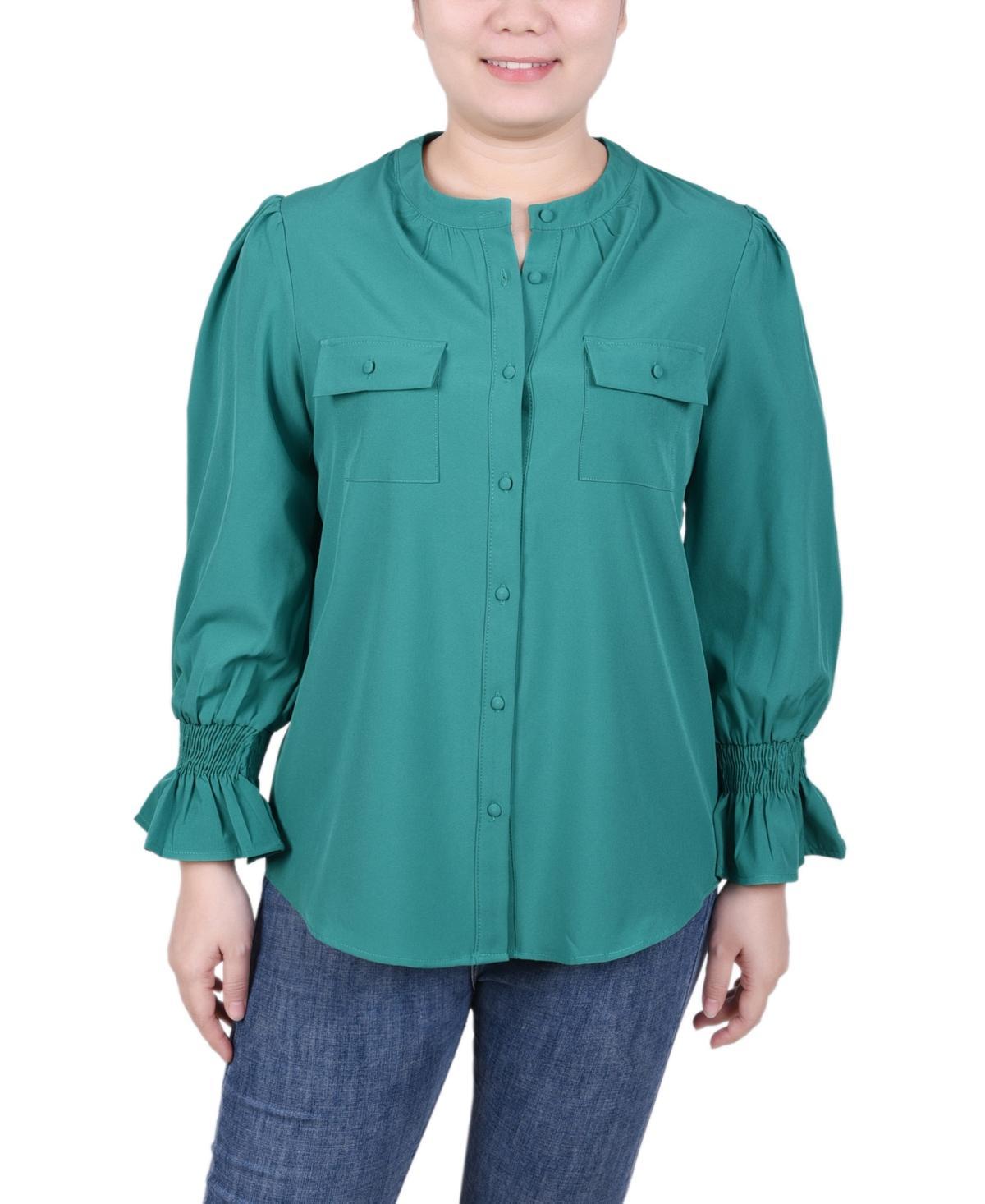 Ny Collection Womens Long Sleeve Y-neck Blouse Product Image