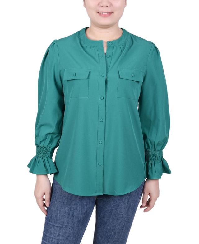 Ny Collection Womens Long Sleeve Y Neck Blouse Product Image