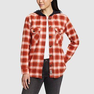 Women's Flannel Hoodie Shirt Jacket Product Image