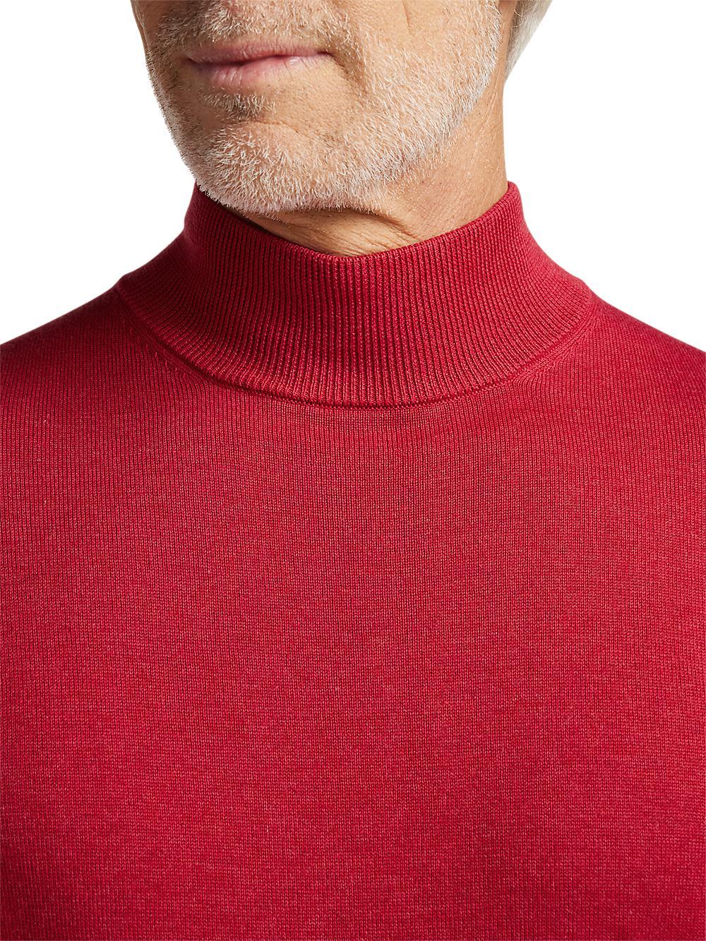 Supima Cotton Mock Neck Sweater - Red Product Image