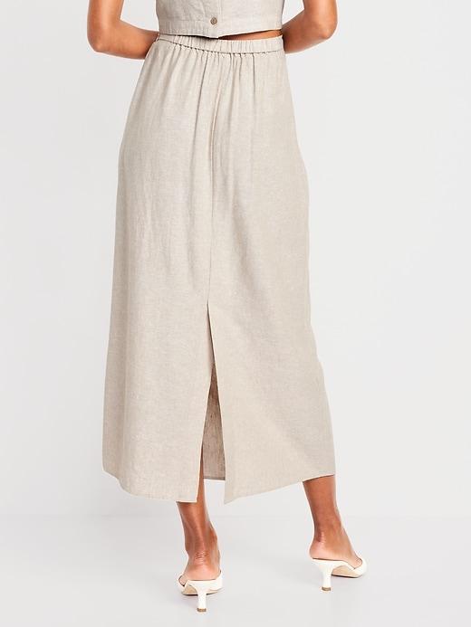 High-Waisted Linen-Blend Maxi Skirt Product Image