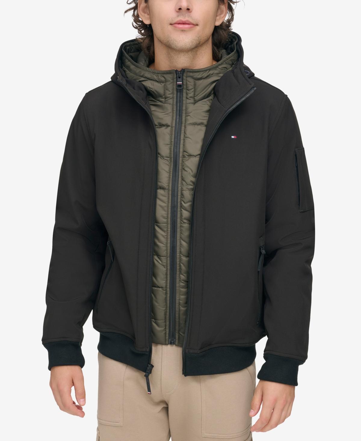 Tommy Hilfiger Mens Hoodie Bomber Combo Jacket - Midnight/Ice Product Image