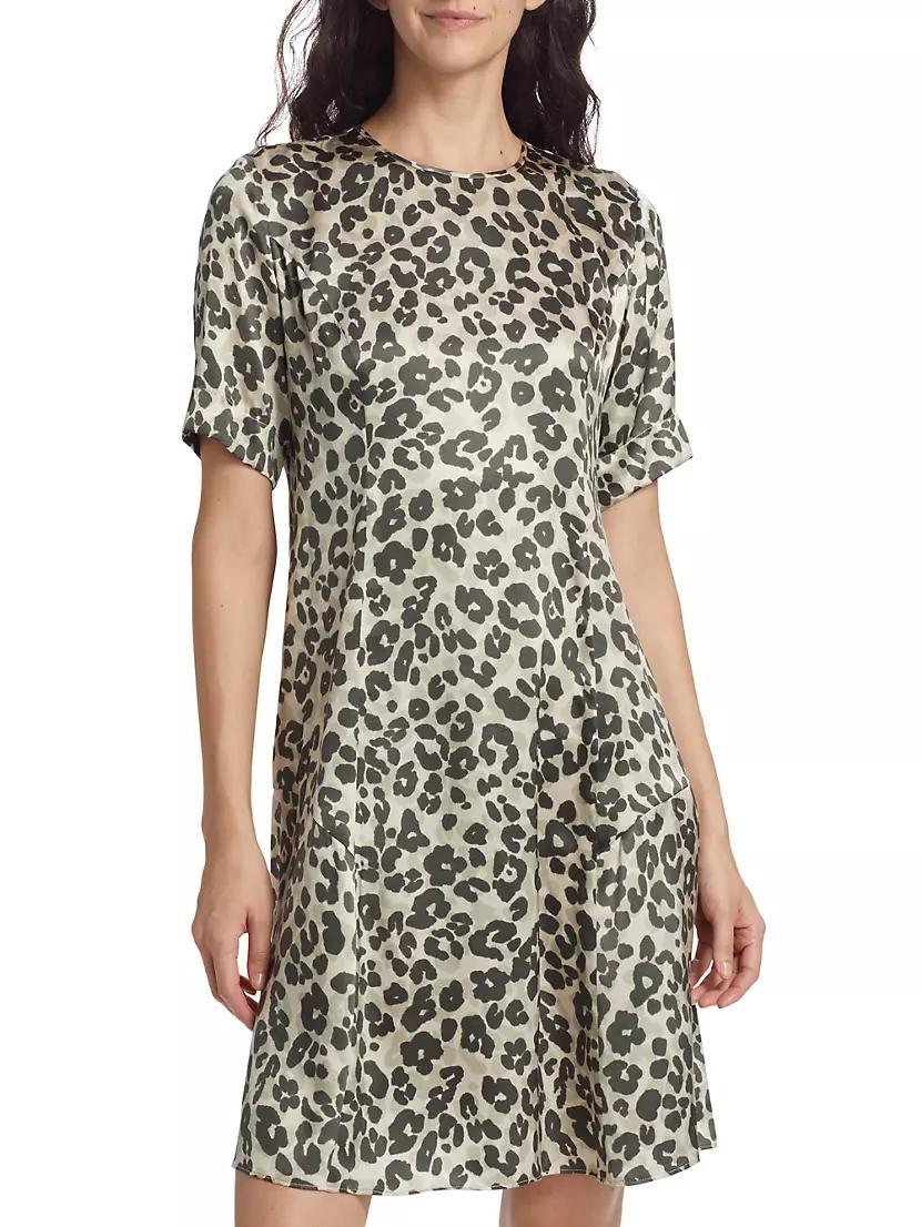 Leopard-Print Silk A-Line Minidress Product Image