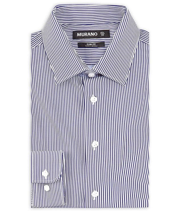 Murano Slim Fit Non-Iron Point Collar Bengal Striped Knit Dress Shirt Product Image