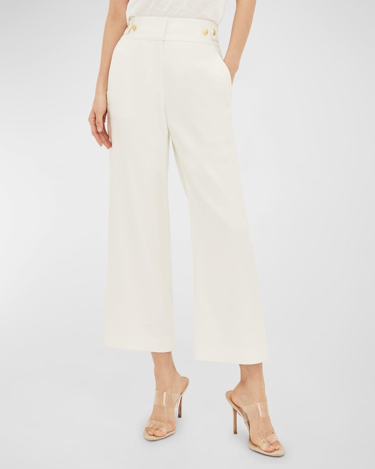 Veronica Beard Aubrie Flare Crop Linen Blend Pants Product Image