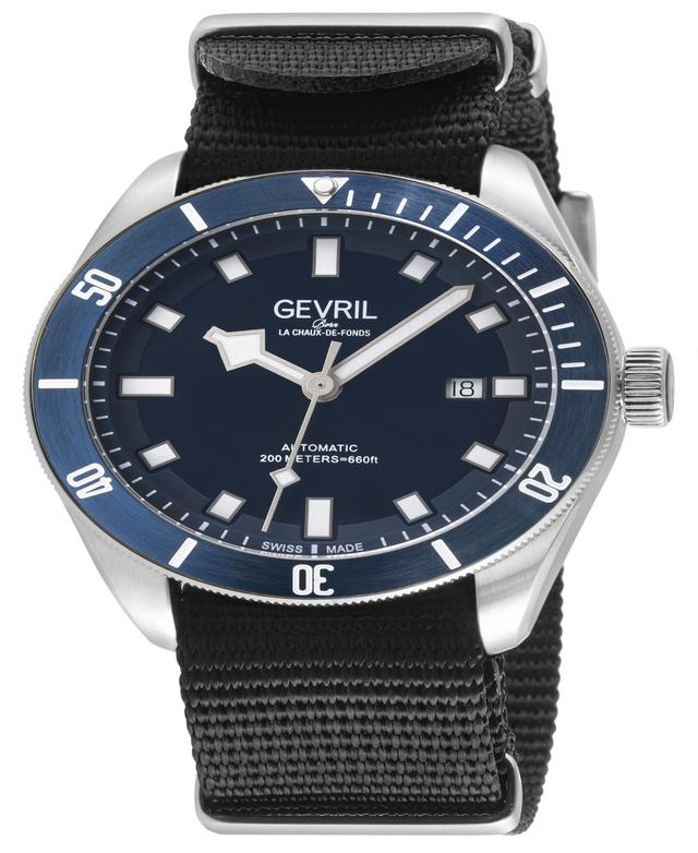 Gevril Mens Yorkville Black Nylon Watch 43mm - Black Product Image