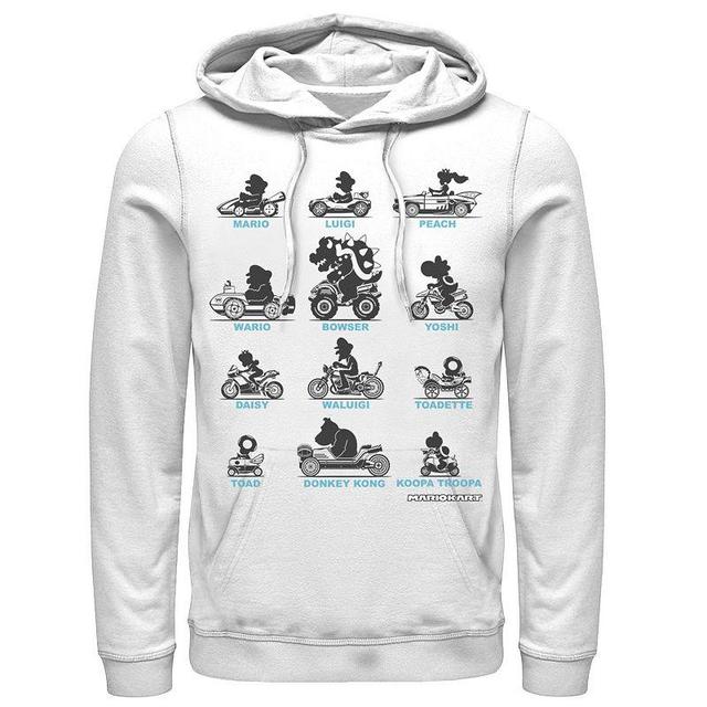 Mens Nintendo Mario Kart Silhouette Racers Hoodie White Product Image