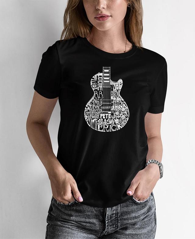 Womens Word Art Rock Guitar Head T-Shirt Product Image