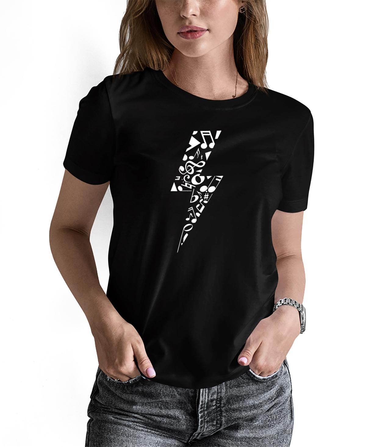 La Pop Art Womens Word Art Lightning Bolt Short Sleeve T-shirt Product Image