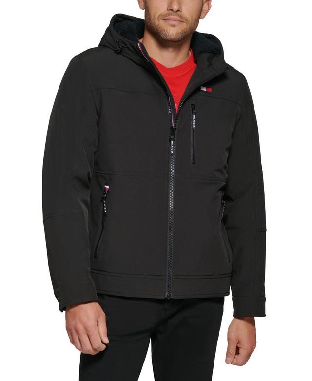 Tommy Hilfiger Mens Sherpa-Lined Softshell Hooded Jacket Product Image