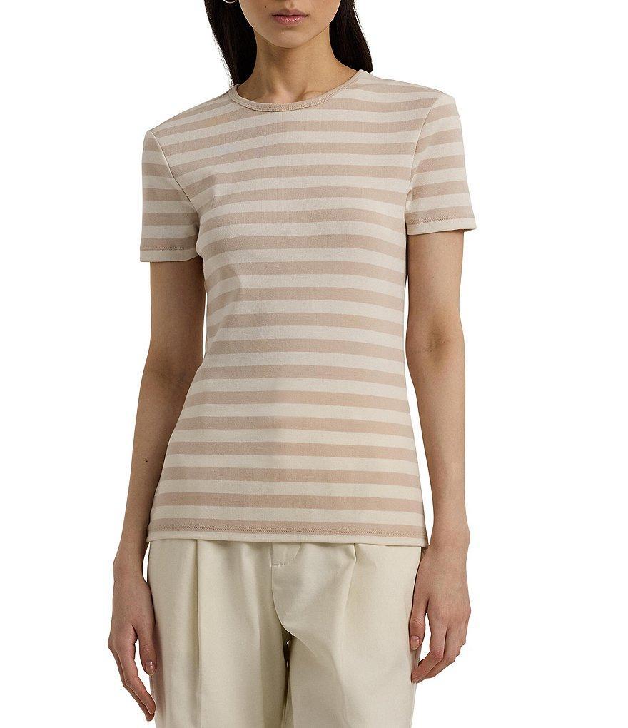 Lauren Ralph Lauren Alli Striped Crew Neck Short Sleeve Ribbed Tee Shirt Product Image