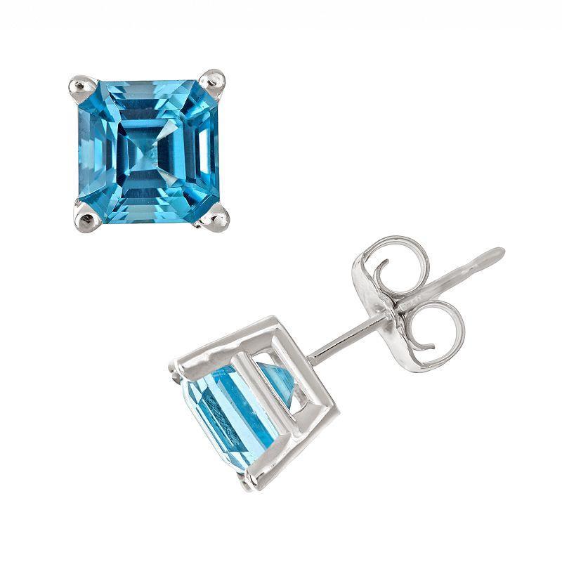 Celebration Gems Sterling Silver Blue Topaz Stud Earrings, Womens Product Image