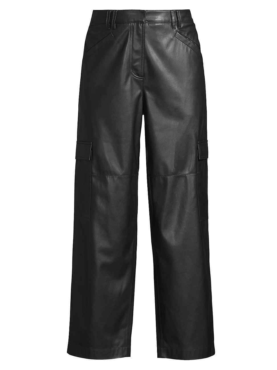 Womens Denise Faux Leather Cargo Pants Product Image