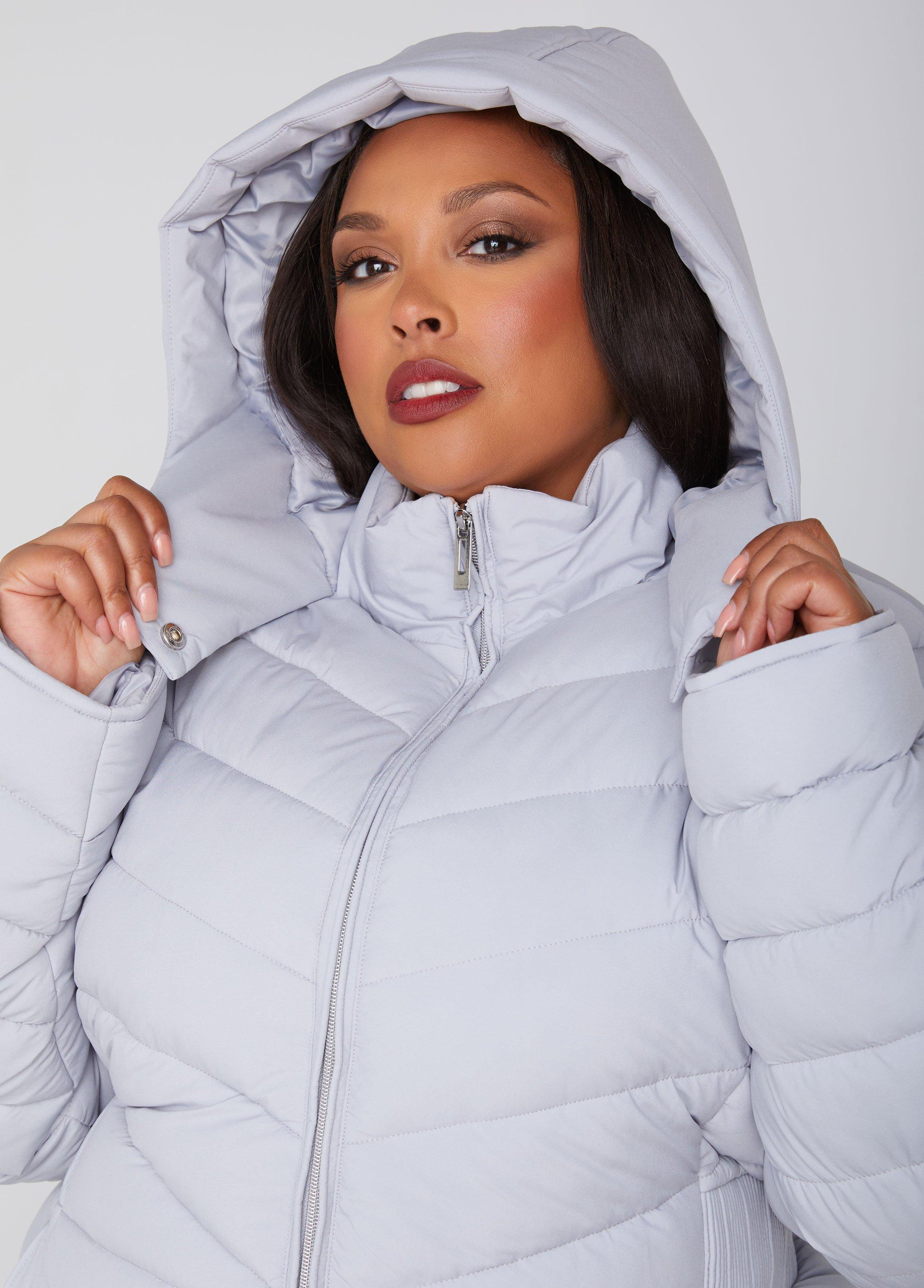 Hooded Ribbed Puffer Coat Product Image