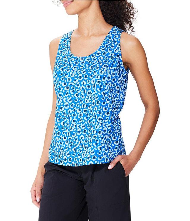 NZ ACTIVE by NIC+ZOE Tech Stretch Knit Animal Blues Print Scoop Neck Sleeveless Tank Top Product Image