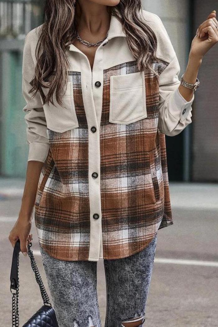 Fleece Plaid Shirt Jacket Shacket Product Image