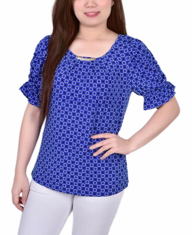 Ny Collection Petite Elbow Cuffed Sleeve Hardware Top Product Image