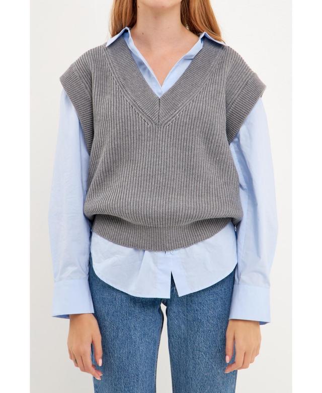 Womens V-neck Knit Sweater Vest Product Image