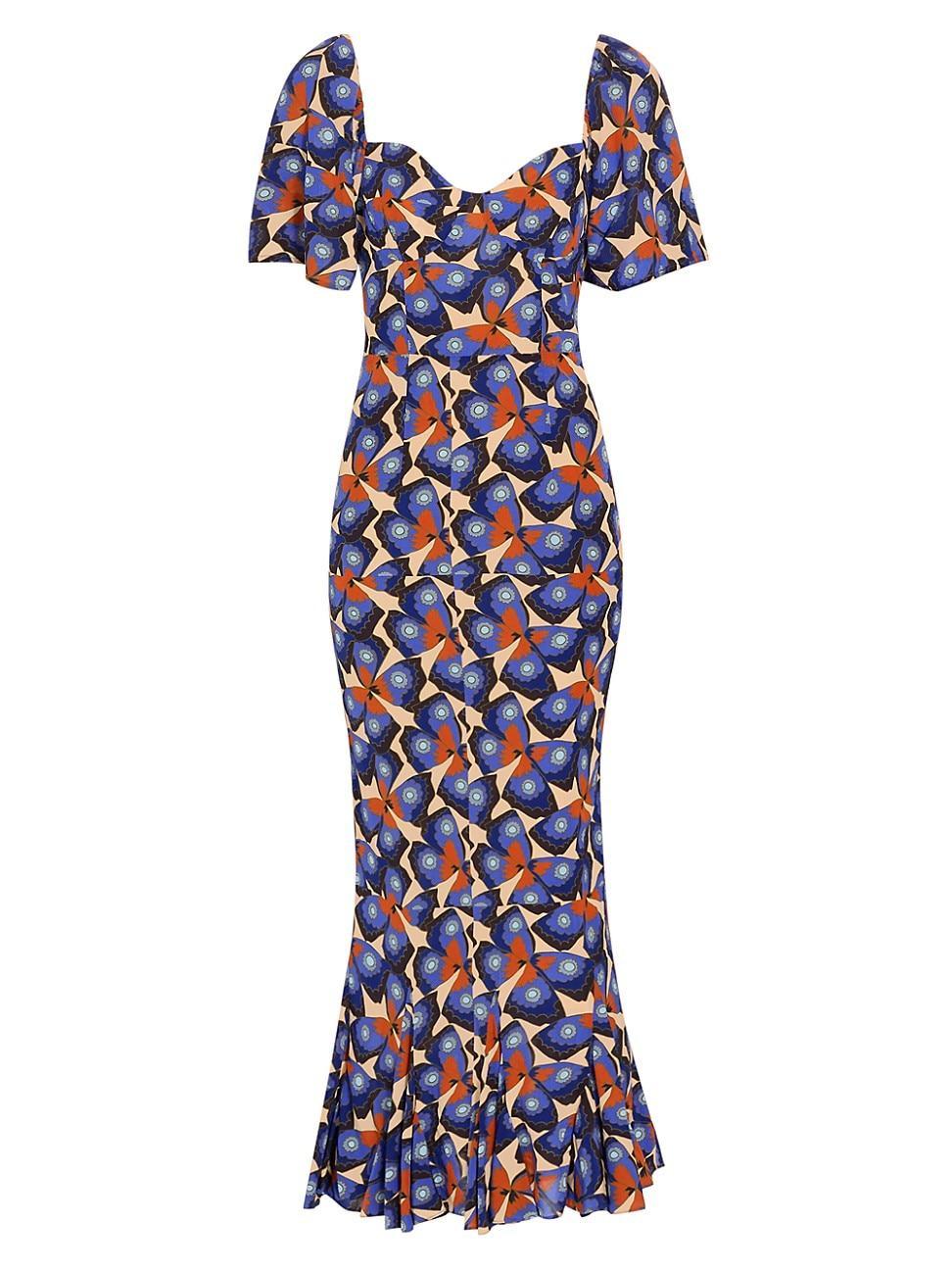 Womens Ramona Butterfly-Print Midi-Dress Product Image