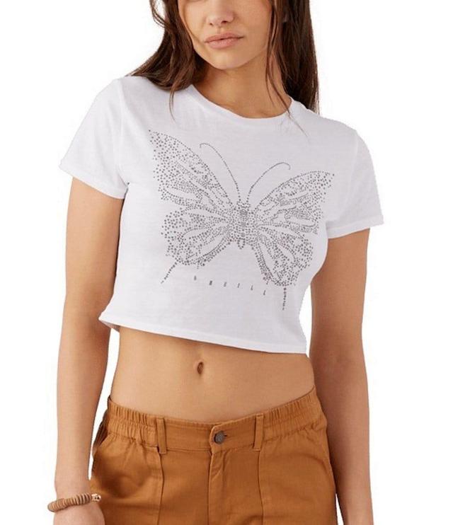 O'Neill Y2K Glitter Butterfly Short Sleeve Crop T-Shirt Product Image