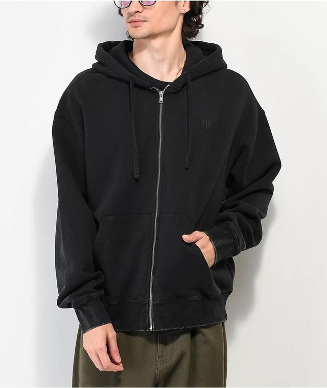 Ninth Hall Fundamentals Black Wash Boxy Zip Hoodie Product Image