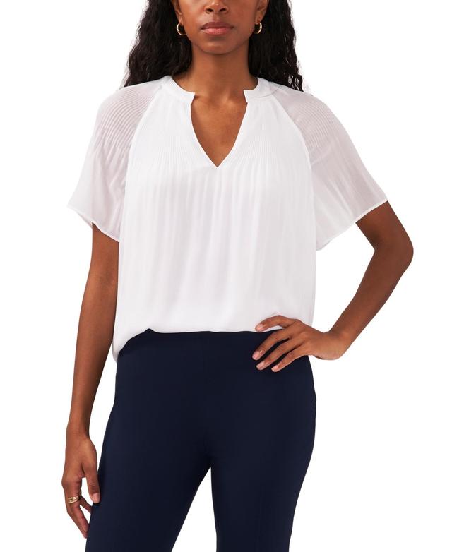 Sam & Jess Womens Split-Neck Pleated Top Product Image