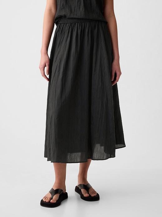 Textured Crinkle Pull-On Midi Skirt Product Image