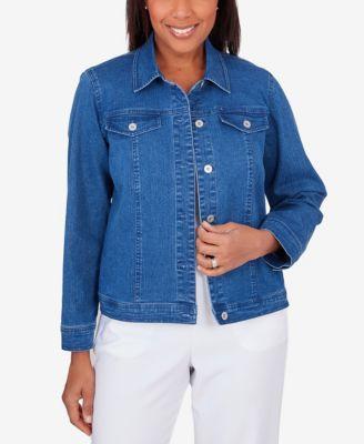 Womens Alfred Dunner Classic Fit Jean Jacket Medium Blue Product Image