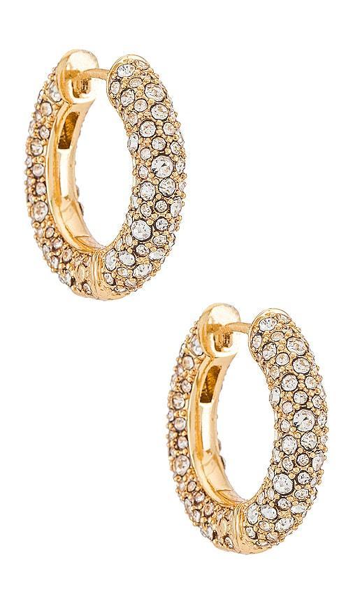 BaubleBar Carina Huggie Hoops in Metallic Gold. Product Image