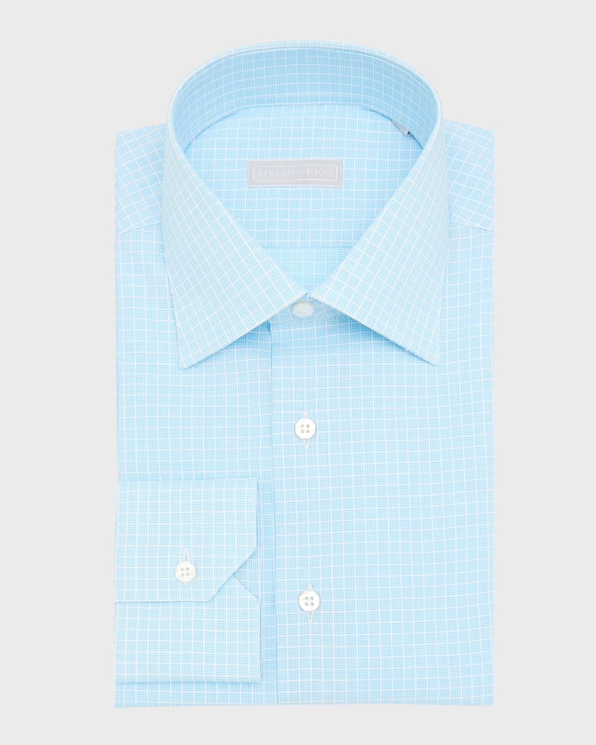 Mens Cotton Check Dress Shirt Product Image