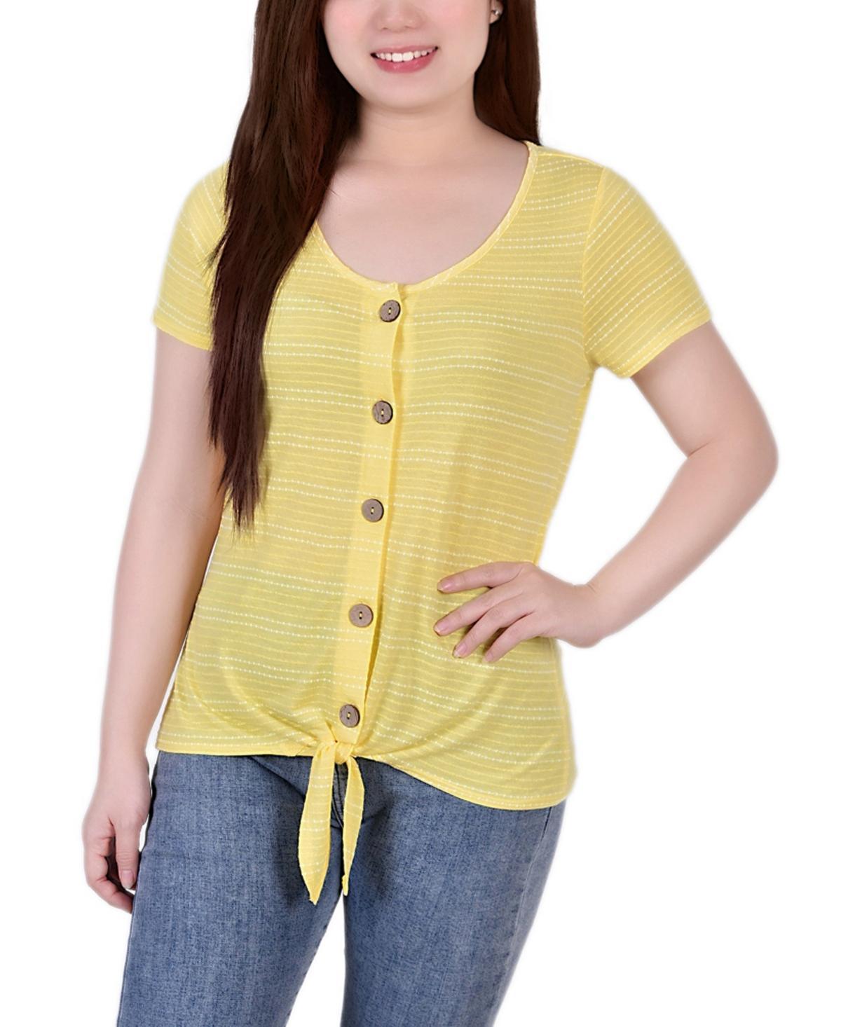 Women's Short Sleeve Tie Front Top Product Image