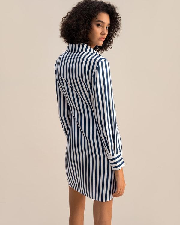 Amalfi Stripe Wrap Silk Shirtdress Product Image