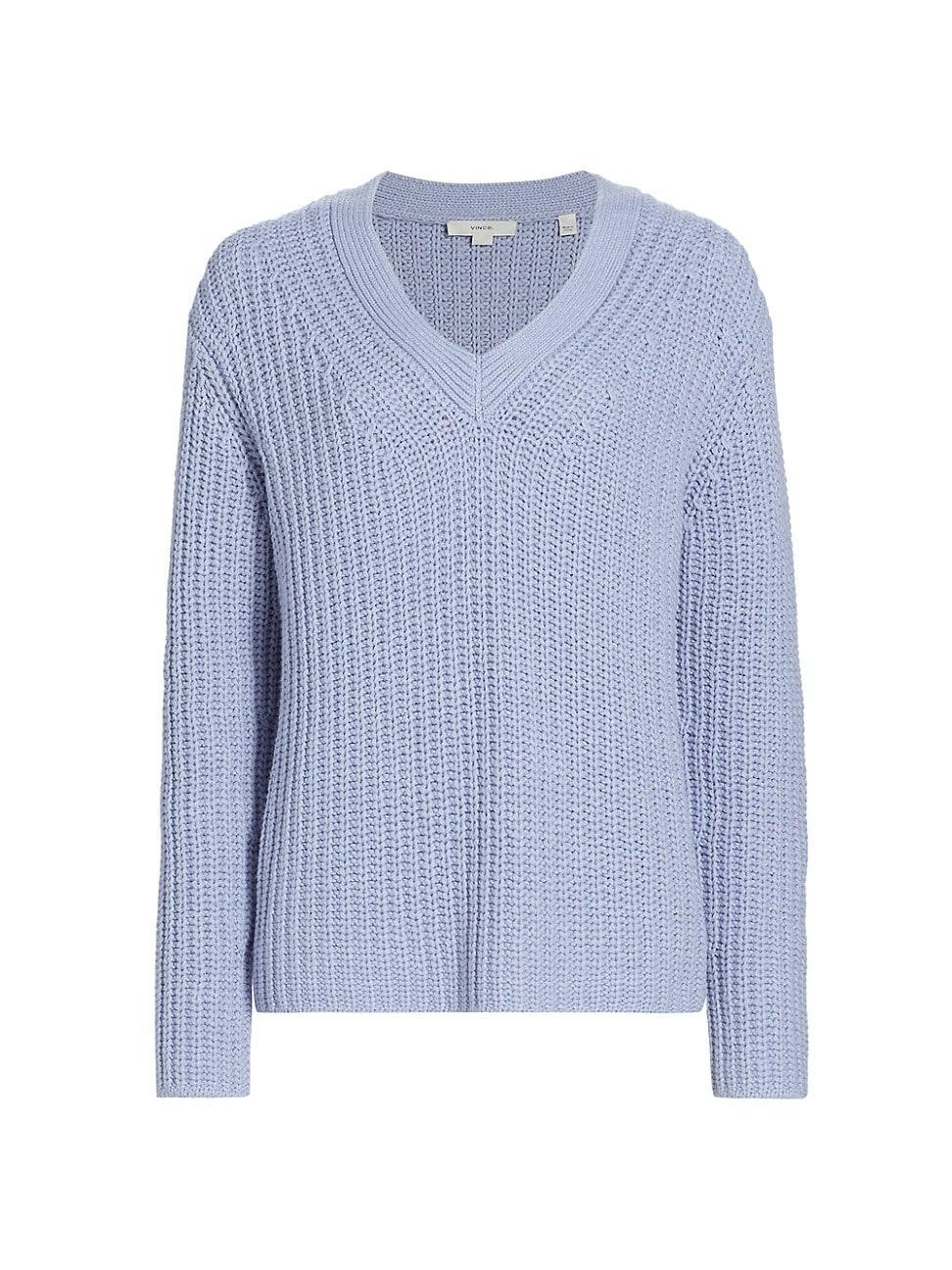 Vince Chunky Shaker Stitch V Neck Sweater Product Image