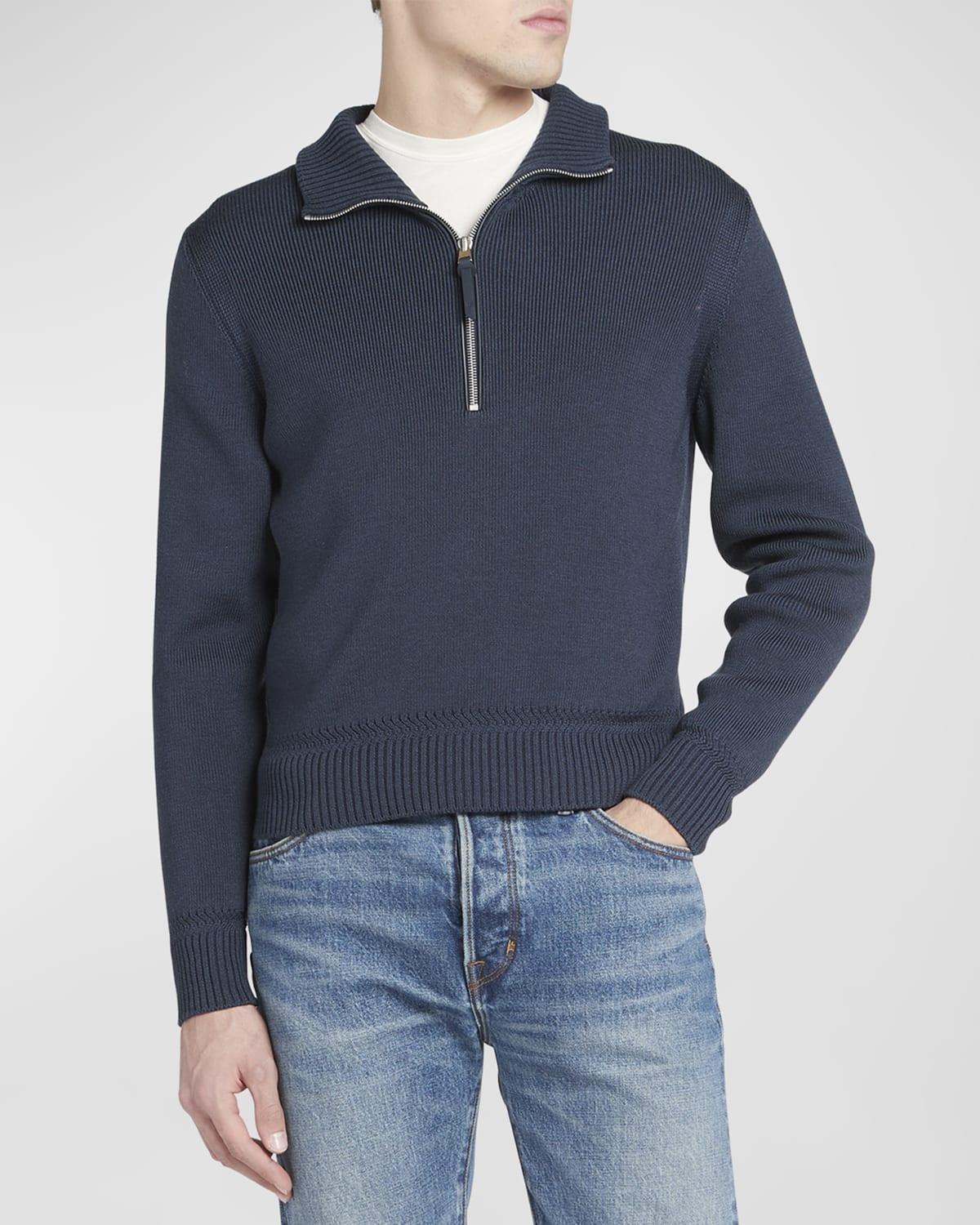 Mens Wool-Silk Half-Zip Sweater Product Image