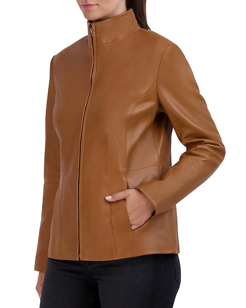 Cole Haan Womens Petite Leather Coat Product Image