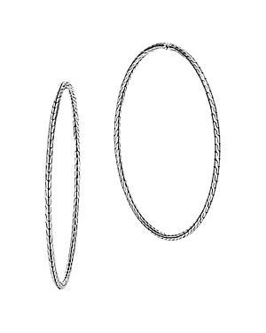 Womens Classic Chain Sterling Silver Hoop Earrings Product Image