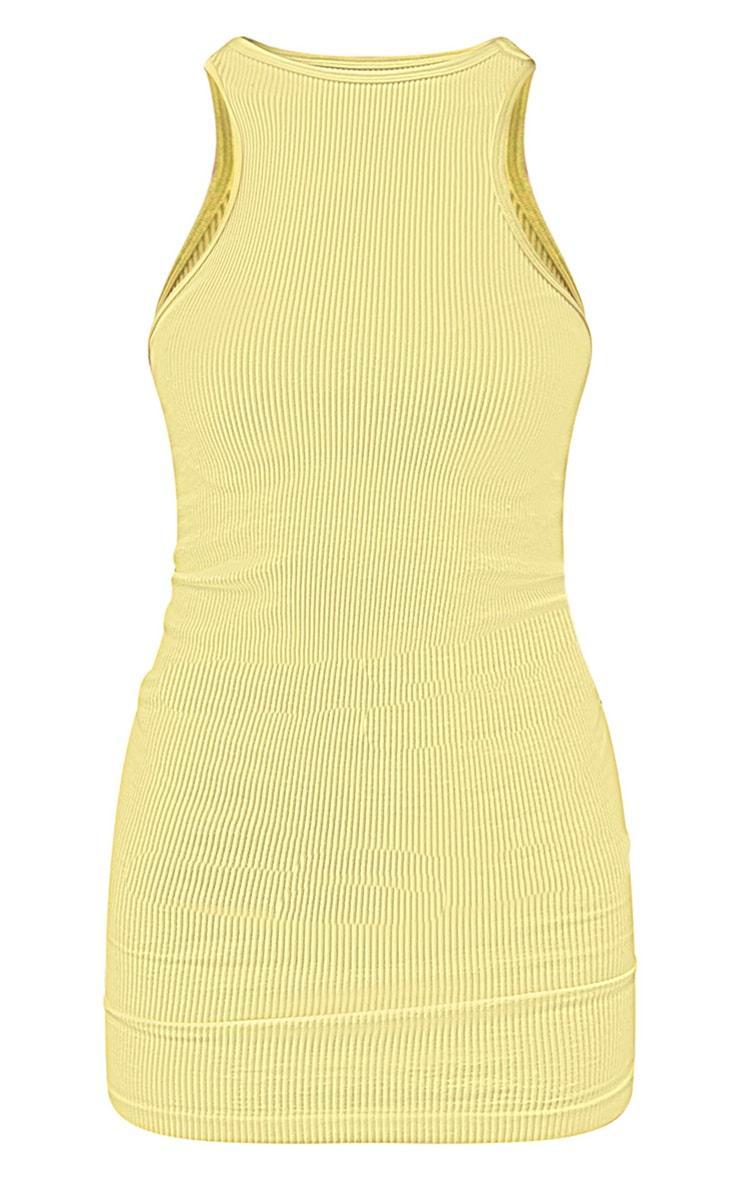 Lime Snatched Rib Racer Neck Bodycon Dress Product Image